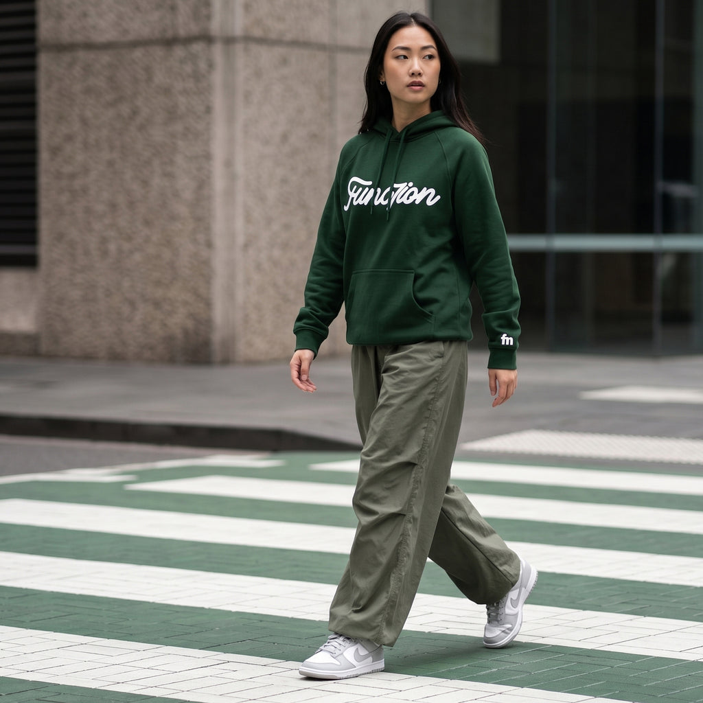 Func7ion Script Logo Hoodie - Forest Green