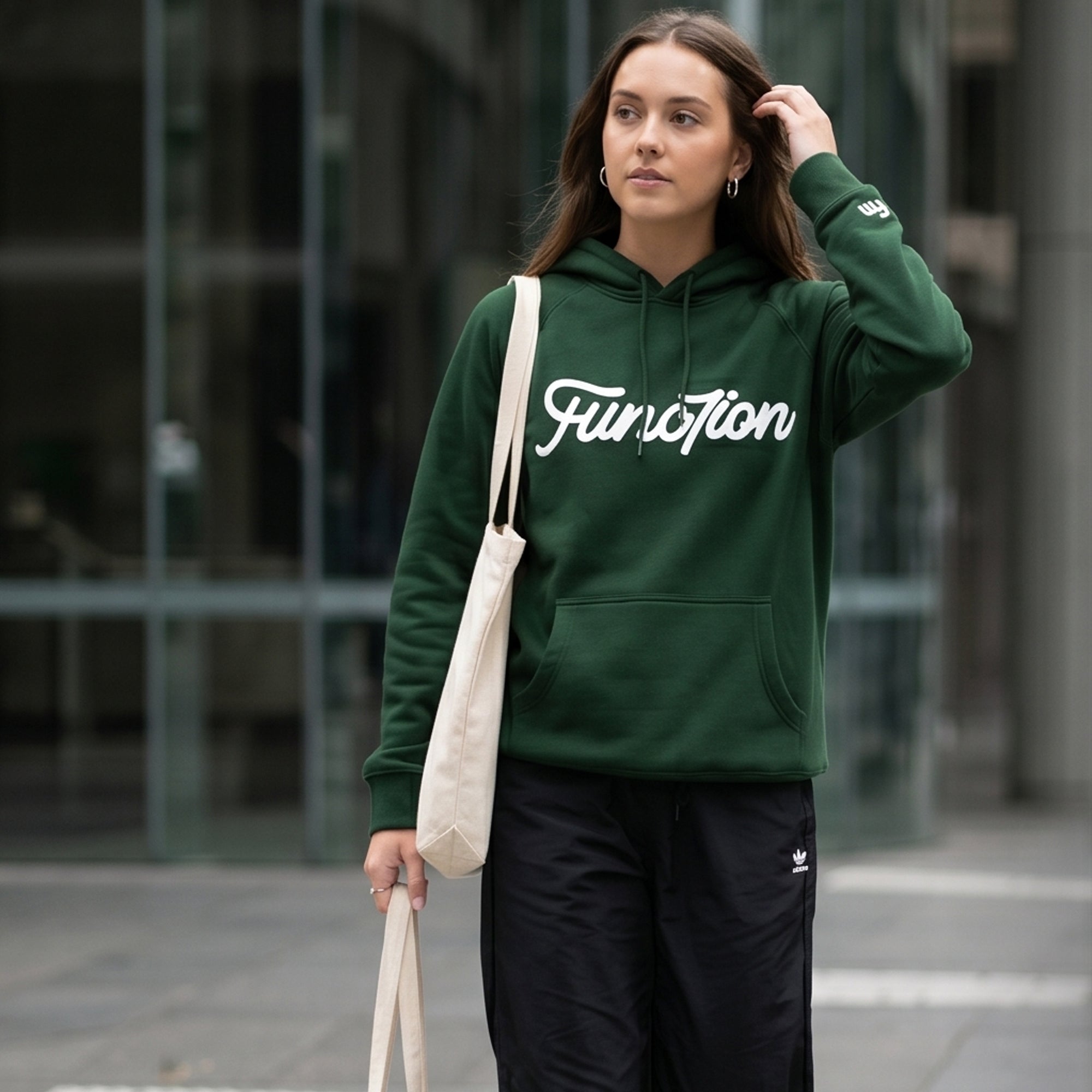 Func7ion Script Logo Hoodie - Forest Green