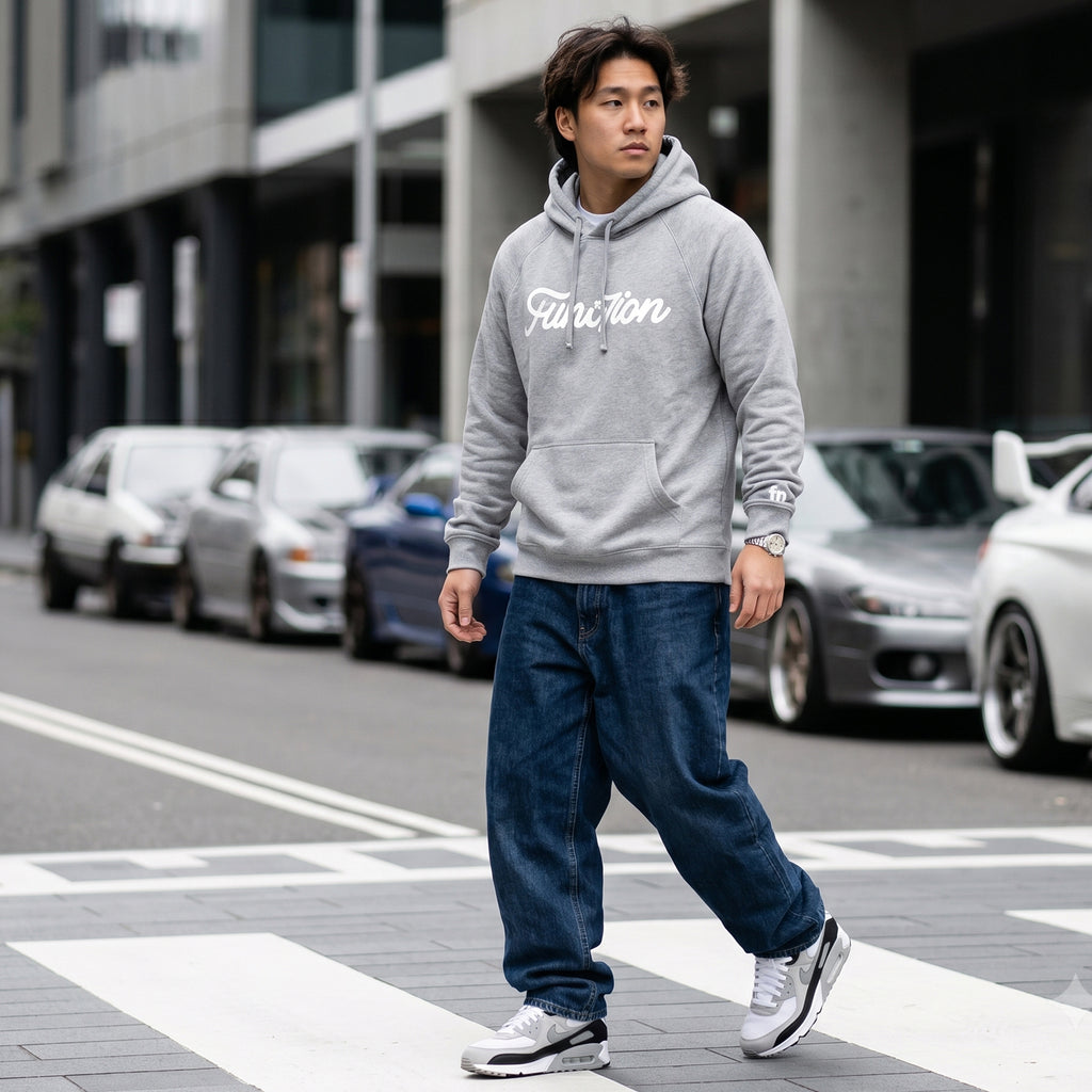 Func7ion Script Logo Hoodie - Grey Marle