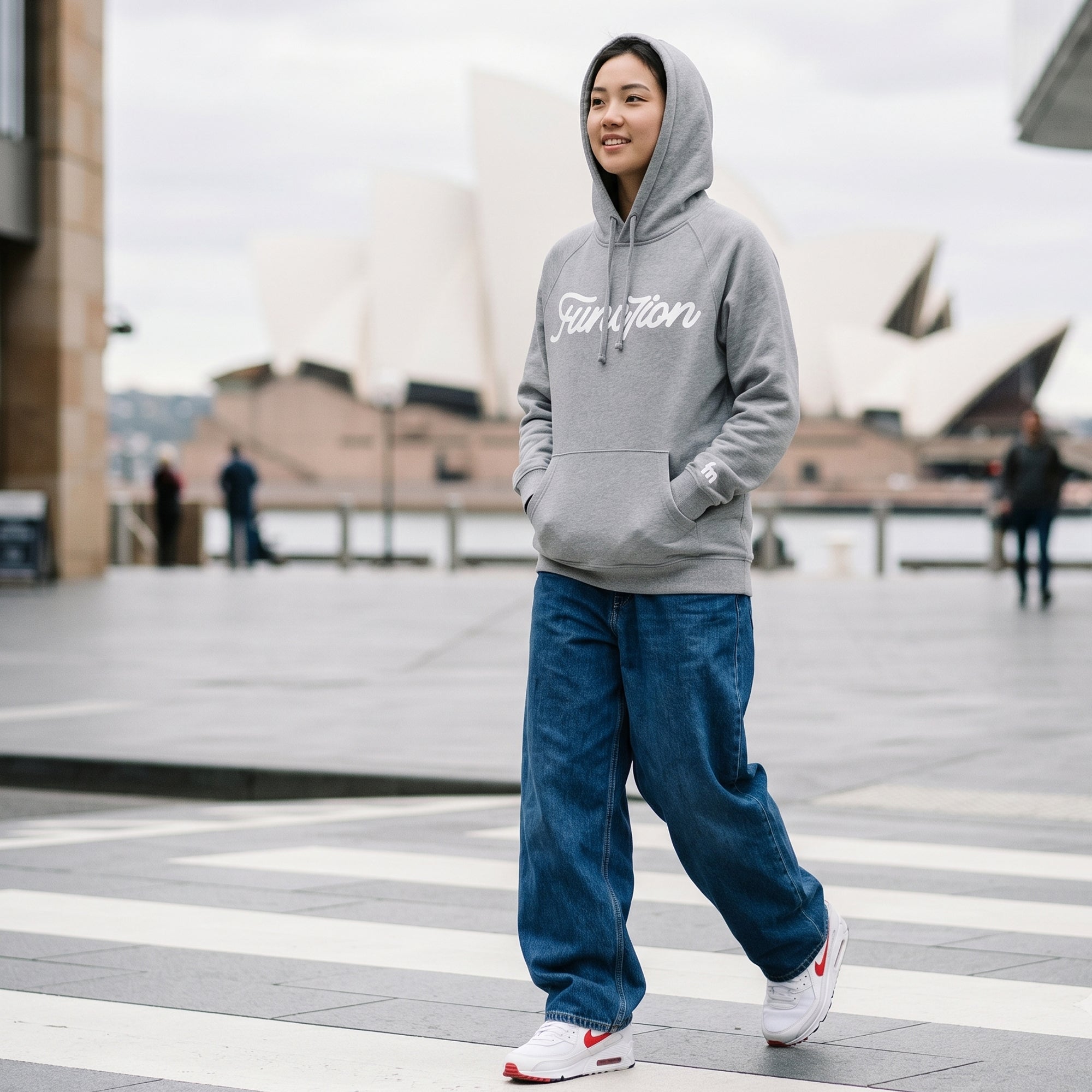 Func7ion Script Logo Hoodie - Grey Marle